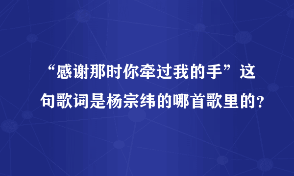 “感谢那时你牵过我的手”这句歌词是杨宗纬的哪首歌里的？