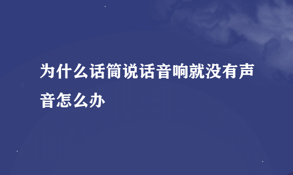 为什么话筒说话音响就没有声音怎么办