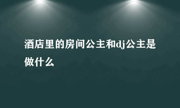 酒店里的房间公主和dj公主是做什么