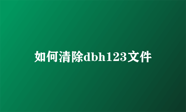 如何清除dbh123文件