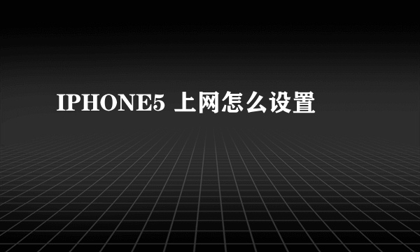 IPHONE5 上网怎么设置