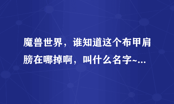 魔兽世界，谁知道这个布甲肩膀在哪掉啊，叫什么名字~~~跪求答案