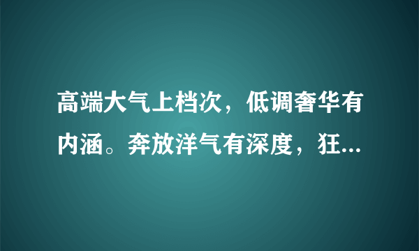 高端大气上档次，低调奢华有内涵。奔放洋气有深度，狂拽酷炫屌炸天！