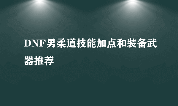 DNF男柔道技能加点和装备武器推荐