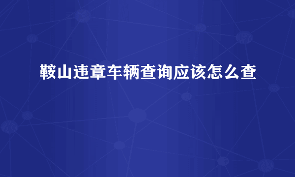 鞍山违章车辆查询应该怎么查