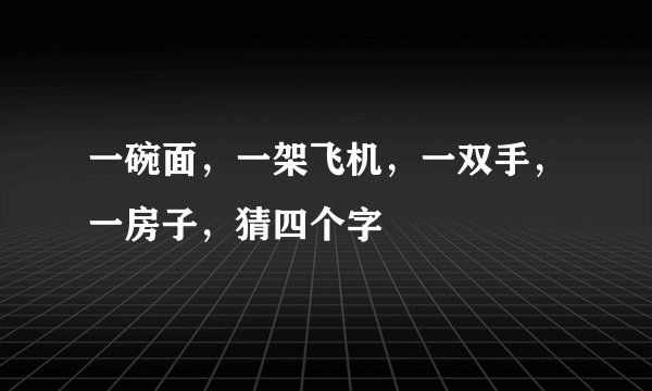 一碗面，一架飞机，一双手，一房子，猜四个字