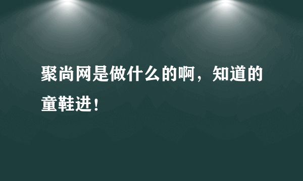 聚尚网是做什么的啊，知道的童鞋进！