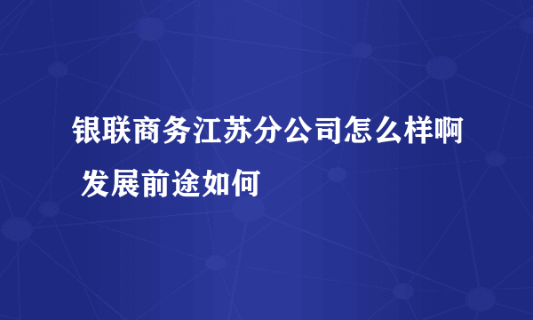 银联商务江苏分公司怎么样啊 发展前途如何