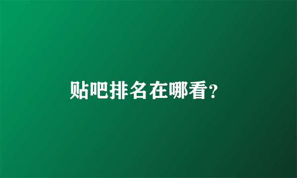 贴吧排名在哪看？