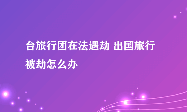 台旅行团在法遇劫 出国旅行被劫怎么办