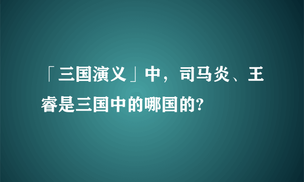 「三国演义」中，司马炎、王睿是三国中的哪国的?