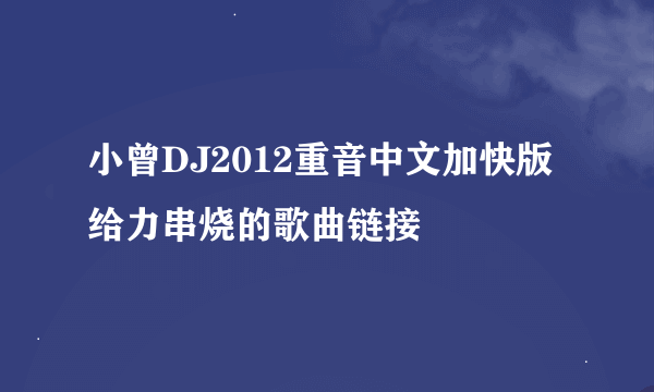 小曾DJ2012重音中文加快版给力串烧的歌曲链接