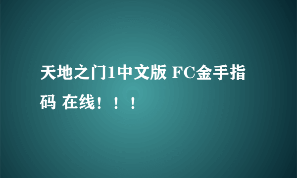 天地之门1中文版 FC金手指码 在线！！！