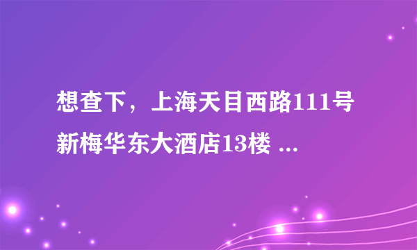 想查下，上海天目西路111号新梅华东大酒店13楼 公司：香港焱叶国际艺术品拍卖有限公司 是不是正