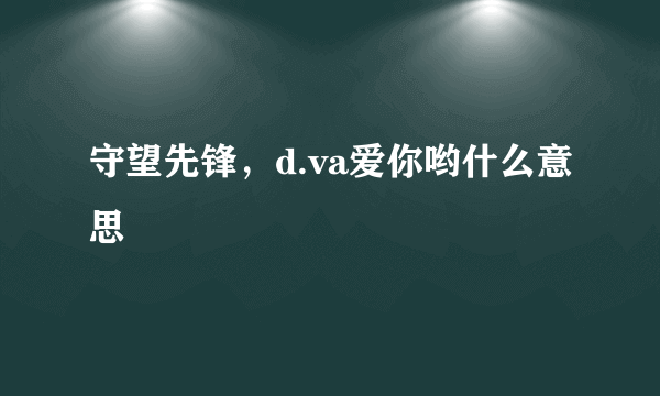 守望先锋，d.va爱你哟什么意思