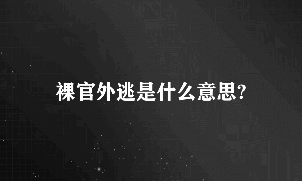 裸官外逃是什么意思?