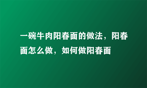 一碗牛肉阳春面的做法，阳春面怎么做，如何做阳春面