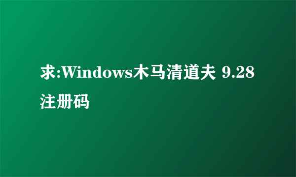 求:Windows木马清道夫 9.28注册码