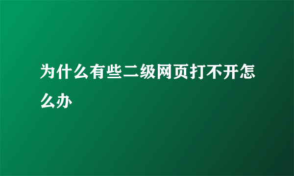 为什么有些二级网页打不开怎么办