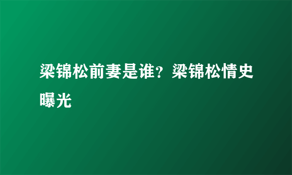 梁锦松前妻是谁？梁锦松情史曝光