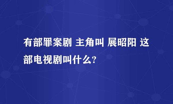 有部罪案剧 主角叫 展昭阳 这部电视剧叫什么?