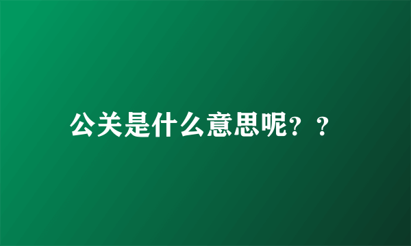 公关是什么意思呢？？