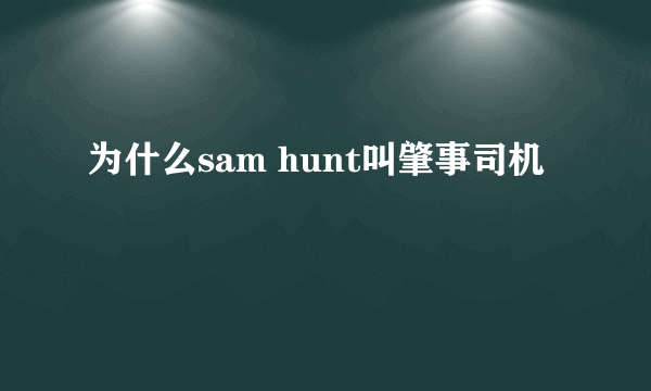 为什么sam hunt叫肇事司机