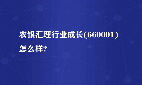 农银汇理行业成长(660001)怎么样?