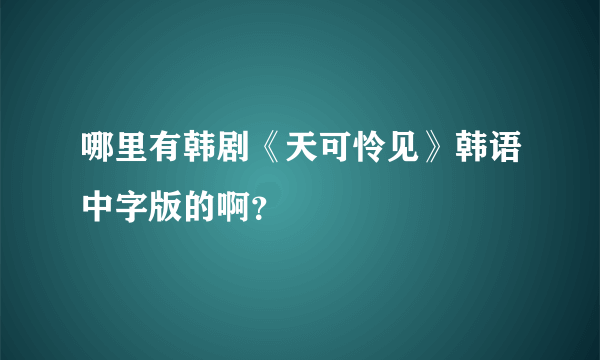 哪里有韩剧《天可怜见》韩语中字版的啊？