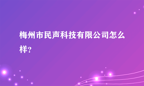 梅州市民声科技有限公司怎么样？