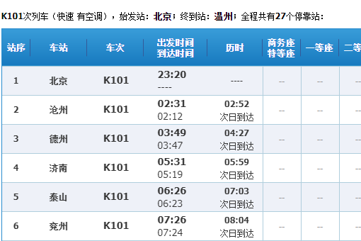 k101火车中途经过哪些地方