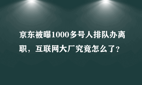 京东被曝1000多号人排队办离职，互联网大厂究竟怎么了？