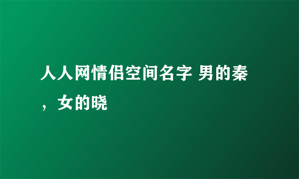 人人网情侣空间名字 男的秦，女的晓