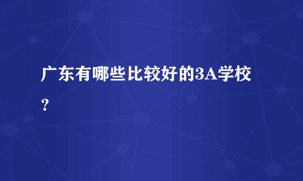 广东有哪些比较好的3A学校？