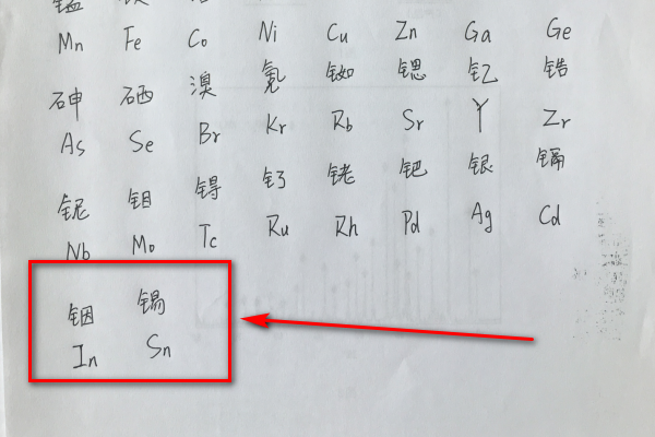 前50个化学元素及符号