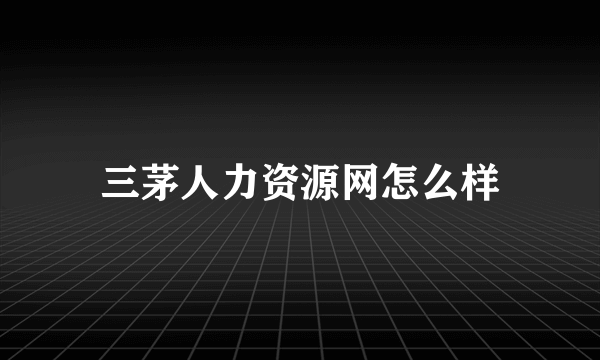 三茅人力资源网怎么样