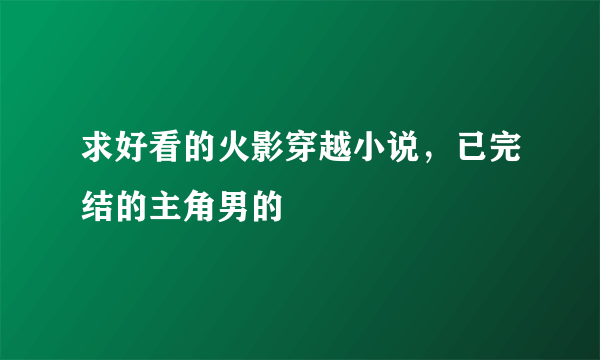 求好看的火影穿越小说，已完结的主角男的