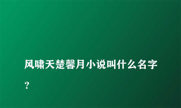 
风啸天楚馨月小说叫什么名字？

