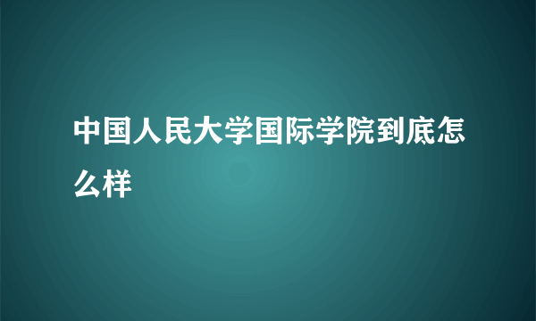 中国人民大学国际学院到底怎么样