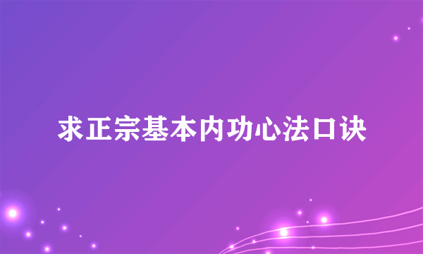 求正宗基本内功心法口诀