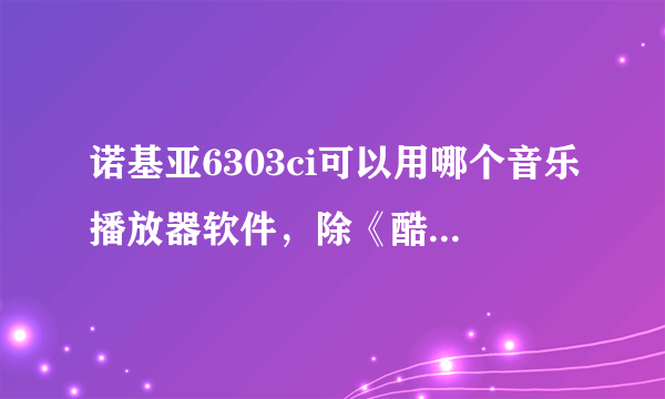 诺基亚6303ci可以用哪个音乐播放器软件，除《酷狗叮当》