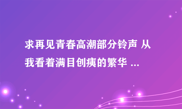 求再见青春高潮部分铃声 从 我看着满目创痍的繁华 感到痛彻心肺的惆怅 开始的铃声