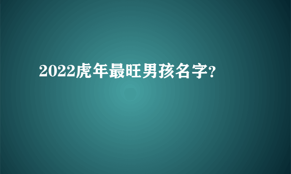 2022虎年最旺男孩名字？