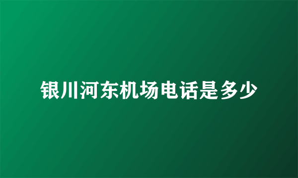 银川河东机场电话是多少