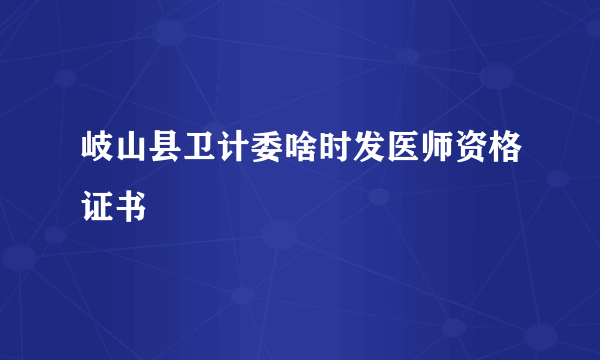 岐山县卫计委啥时发医师资格证书