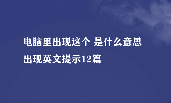 电脑里出现这个 是什么意思 出现英文提示12篇