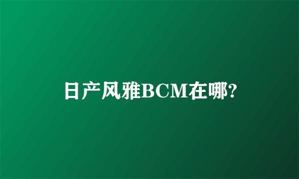 日产风雅BCM在哪?