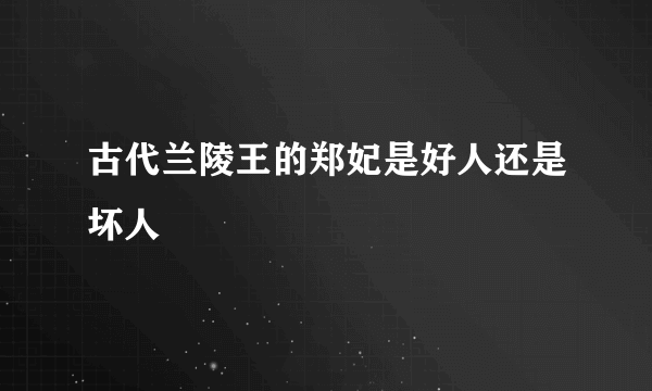 古代兰陵王的郑妃是好人还是坏人