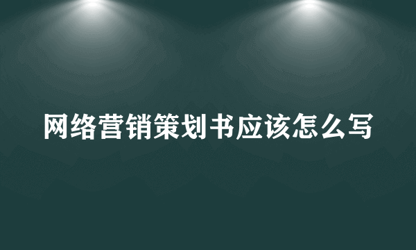 网络营销策划书应该怎么写