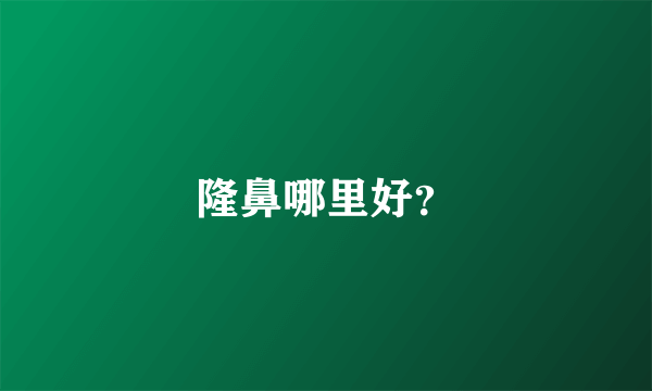 隆鼻哪里好？